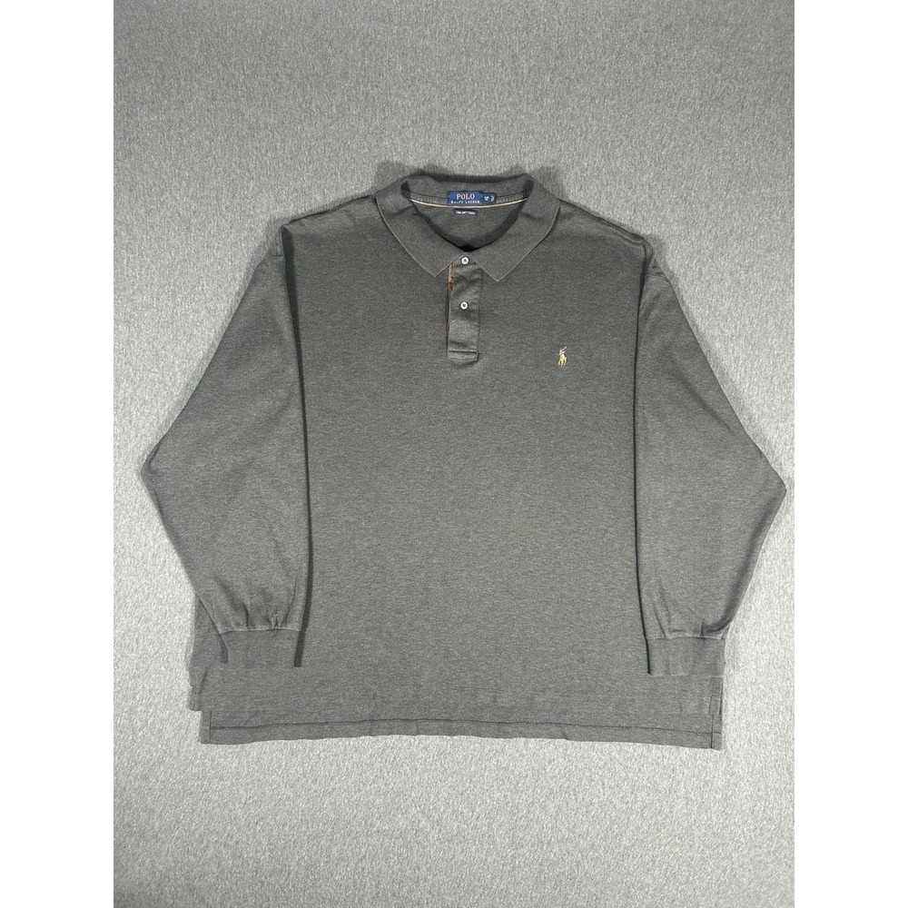 Polo Ralph Lauren Long Sleeve Polo Shirt Men XL Classic Fit Gray Flesh Pony 4XB